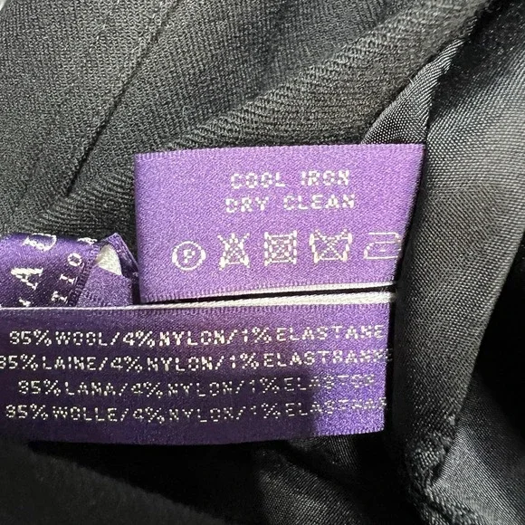 Ralph Lauren Purple Label Wool High Waist Dress Pants Black Sz 6 Button Pant Hem - Picture 8 of 16